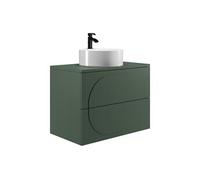 Meuble de salle de bain suspendu avec vasque à poser ronde - Vert - 80 cm - VUTOMA