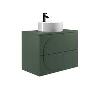 Meuble de salle de bain suspendu avec vasque à poser ronde - Vert - 80 cm - VUTOMA