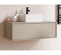 Meuble de salle de bain suspendu beige avec simple vasque carrée - 94 cm - TEANA II