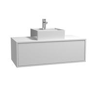 Meuble de salle de bain suspendu blanc avec simple vasque carrée - 94 cm - TEANA II
