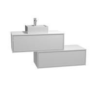 Meuble de salle de bain suspendu blanc avec simple vasque carrée et deux tiroirs - 94 cm - TEANA II