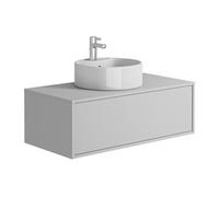 Meuble de salle de bain suspendu blanc avec simple vasque ronde - 94 cm - TEANA II