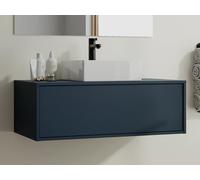 Meuble de salle de bain suspendu coloris bleu nuit avec simple vasque carrée - 94 cm - TEANA II