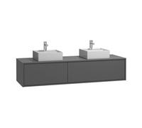Meuble de salle de bain suspendu coloris gris anthracite avec double vasque - L150 cm - ISAURE II