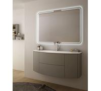 Meuble de salle de bain suspendu Eden gris taupe, 120 cm, base et lavabo en verre uniquement.