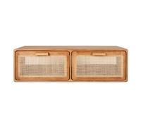 Meuble de salle de bain suspendu en bois teck massif et cannage rotin L120 cm BALIA