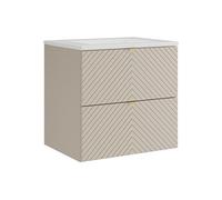 Vente-unique - Meuble de Salle de Bain Suspendu en Chevrons avec Vasque à encastrer - Beige - 60 cm - DORIONI