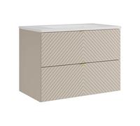 Vente-unique - Meuble de Salle de Bain Suspendu en Chevrons avec Vasque à encastrer - Beige - 80 cm - DORIONI