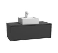 Meuble de salle de bain suspendu gris anthracite avec simple vasque carrée - 94 cm - TEANA II