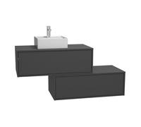 Meuble de salle de bain suspendu gris anthracite avec simple vasque carrée et deux tiroirs - 94 cm - TEANA II