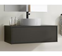 Meuble de salle de bain suspendu gris anthracite avec simple vasque ronde - 94 cm - TEANA II