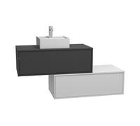 Meuble de salle de bain suspendu gris anthracite et blanc avec simple vasque carrée et deux tiroirs - 94 cm - TEANA II