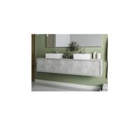 Meuble de salle de bain suspendu gris béton avec double vasque - L150 cm - ISAURE II