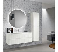 Meuble de salle de bain suspendu moderne - ARTICO - Base 120 avec 2 tiroirs et lavabo blanc mat