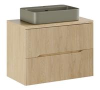Meuble de salle de bain suspendu sous vasque NORDIC - chêne cremona - 80 cm avec plan et vasque TRUST
