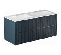 Meuble de salle de bain suspendu strié avec vasque à encastrer - Bleu - 120 cm - PAVANI