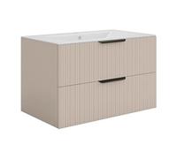 Vente-unique - Meuble de Salle de Bain Suspendu strié avec Vasque à encastrer - Coloris Beige - 80 cm - DALIKO