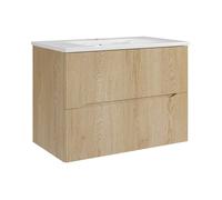 Meuble de salle de bain suspendu strié avec vasque à encastrer - Naturel clair - 80 cm - ORISO