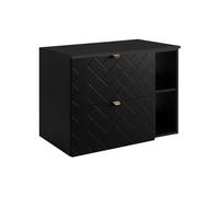 Meuble de salle de bain suspendu - Trend - Noir - Poignée dorée - 80x57x46 cm - Auto-assemblage