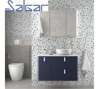 Meuble de salle de bain suspendu UNIIQ 900 NIGHT BLUE gauche 1 porte et 2 tiroirs - SALGAR 83127