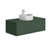 Meuble de salle de bain suspendu vert mat avec simple vasque ronde - 94 cm - TEANA II