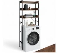 Meuble de salle de bain - TECTAKE - Étagère de salle de bain SEATTLE, 3 étagères en bois et acier, 67 x 25 x 165,5 cm - Bois foncé