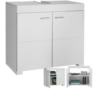 Meuble de salle de bain - TECTAKE - Meuble de lavabo IDRIS avec 2 compartiments et 35 kg de capacité - Blanc