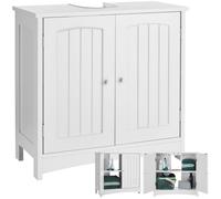 Meuble de salle de bain - TECTAKE - Meuble de lavabo JASPER avec 2 compartiments et 35 kg de capacité - Blanc