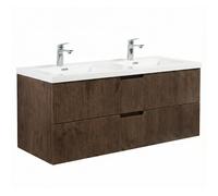 Meuble de salle de bain Thermis 120 cm avec vasque - brun noyer - armoire de rangement suspendue