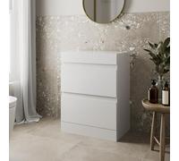 Meuble de salle de bain - Tiroir à fermeture douce, meuble de rangement à poser au sol, finition brillante moderne