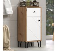 Meuble de salle de bain - Touch - Armoire - Blanc mat - Chêne décor - Contemporain