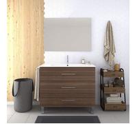 Meuble de salle de bain VÁLI 60CM Frêne tea avec plan vasque et miroir. Avec porte serviettes en cadeau!!!