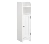 VASAGLE Meuble de Salle de Bain, Armoire d’Angle avec Porte et Étagères, Organisateur de Rangement, Meuble Étroit pour Papier Toilette, Étagères Réglables, 20 x 18 x 80 cm, Blanc Nuage BBC310W01