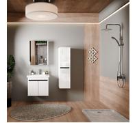 Meuble de salle de bain Venus 60 cm - Ensemble 3 pièces anthracite avec vasque céramique, armoire miroir