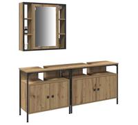 Meuble de salle de bain - vidaXL - 3 pièces - Bois d'ingénierie - 80x30x60 cm - Marron - 8 étagères - 5 portes