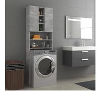 Meuble de salle de bain - VIDAXL - 64x25,5x190 cm - Gris béton - 2 portes - 9 compartiments