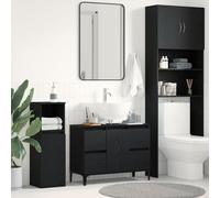 Meuble De Salle De Bain Vidaxl Noir Chêne 80x33x60 Cm En Bois D'ingénierie Noir