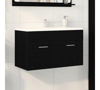Meuble De Salle De Bain Vidaxl Noir Chêne 90x38,5x46 Cm Bois D'ingénierie Noir
