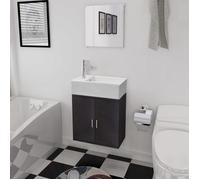 vidaXL Meubles de salle de bains trois pièces Noir Noir G
