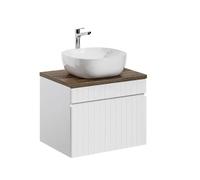 Meuble de salle de bain - VIVALDI - Iconic White - 60 cm - Vasque à poser Smile - Chêne Santa Fe