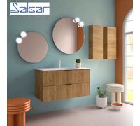 Meuble de salle de bains 2 tiroirs Biba 1000 Chêne Africain - SALGAR 113865