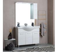 MEUBLE DE SALLE DE BAINS AU SOL 105CM AVEC 3 PORTES CHÊNE BLANC | RIMINI