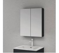 Meuble de salle de bains avec miroir et rangement - SO GOOD - Anthracite mat - 2 portes - 60x15x70 cm