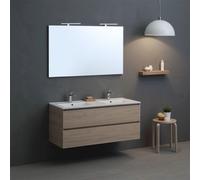 Meuble De Salle De Bains Double Lavabo Avec Miroir 120 Cm Orme