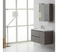 Meuble De Salle De Bains Manhattan 90x40 Cm Avec Tiroirs Et Armoire Murale Gauche