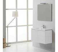 Meuble De Salle De Bains Moderne Manhattan 80 Cm Avec Portes Bois Blanchi