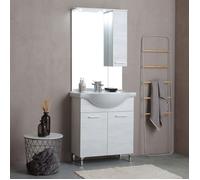 MEUBLE DE SALLE DE BAINS SUR PIED 75CM CHÊNE BLANC EFFET BOIS | RIMINI