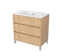 Meuble de salle de bains sur pieds - 80 cm - 3 tiroirs - bois - Atos AURLANE