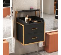 Meuble de salon avec 2 tiroirs et support pour sèche-cheveux - Solution de rangement murale pour salons de coiffure et salons de beauté - Design élégant pour stylistes