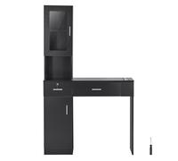 VEVOR Meuble de salon de coiffure murale pour coiffeur, ensemble de meubles de spa de beauté, avec 1 armoire de rangement, 3 compartiments, 2 tiroirs (un verrouillable) pour rangement d'outils, noir